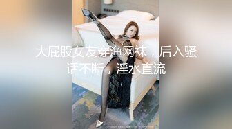 大屁股女友穿渔网袜，后入骚话不断，淫水直流